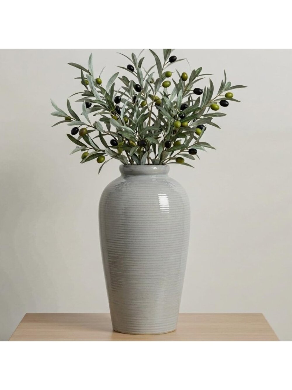11 Inch Large Gray Rustic Farmhouse Ceramic Pottery Vase Pampas Grass Home Deco
